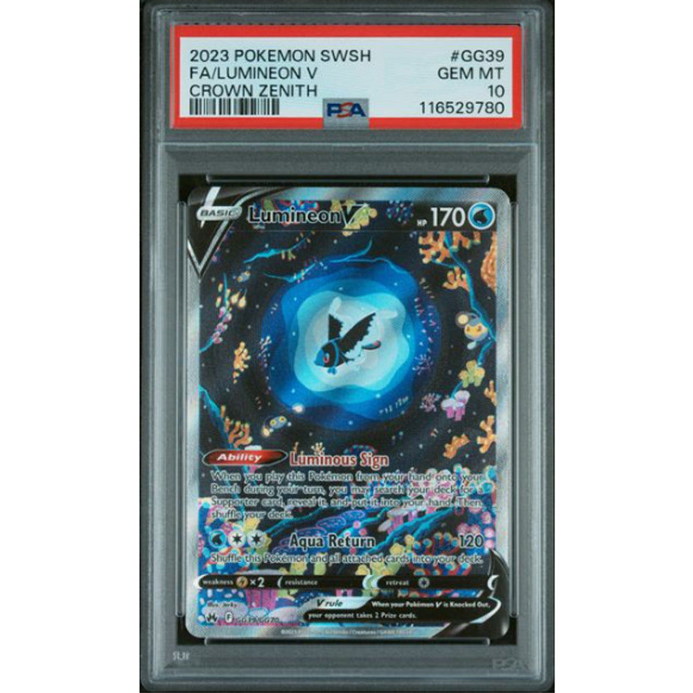 Pokemon TCG: English - PSA 10 Lumeneon V Crown Zenith + Free Slab Bumper