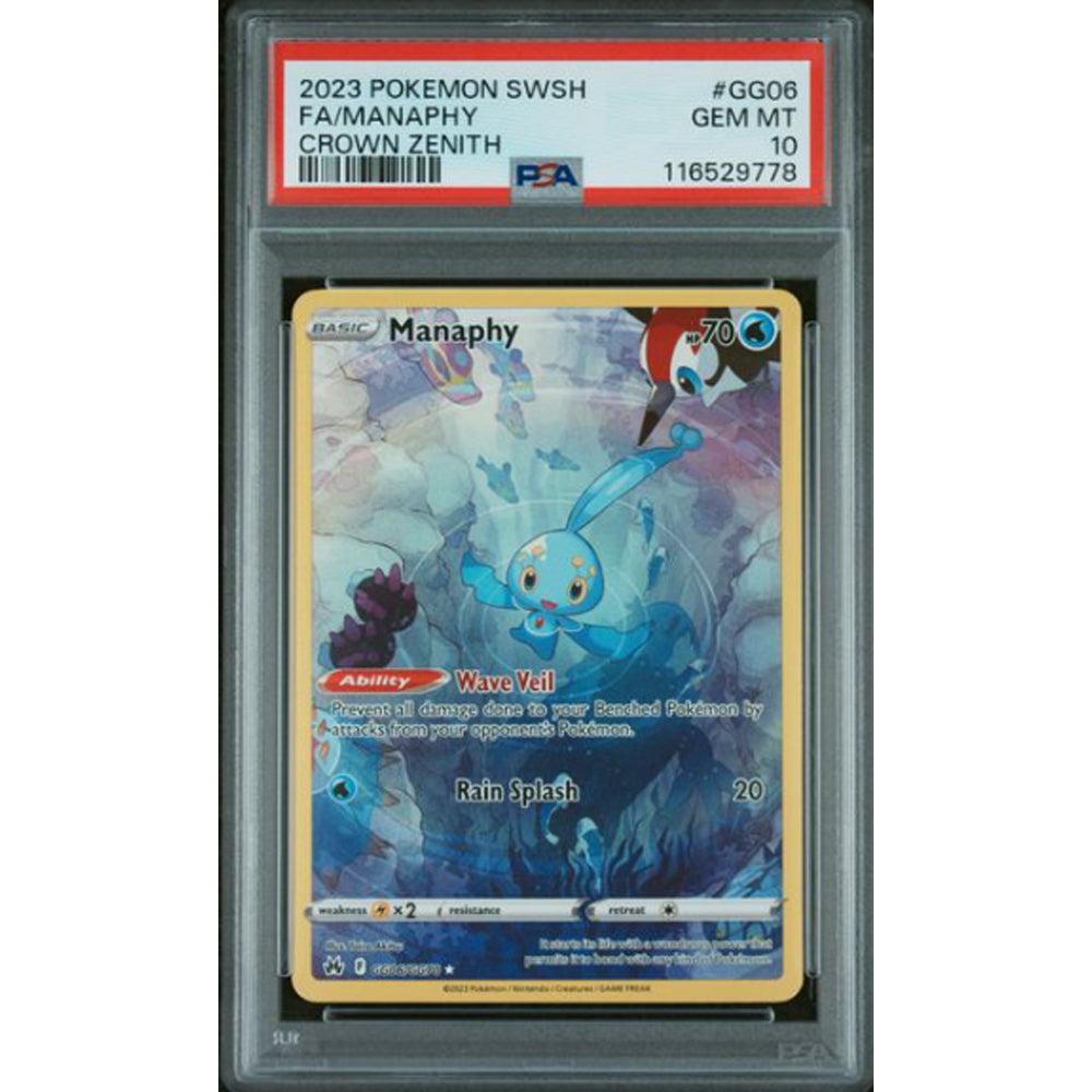 Pokemon TCG: English - PSA 10 Manaphy GG39 Crown Zenith + Free Slab Bumper