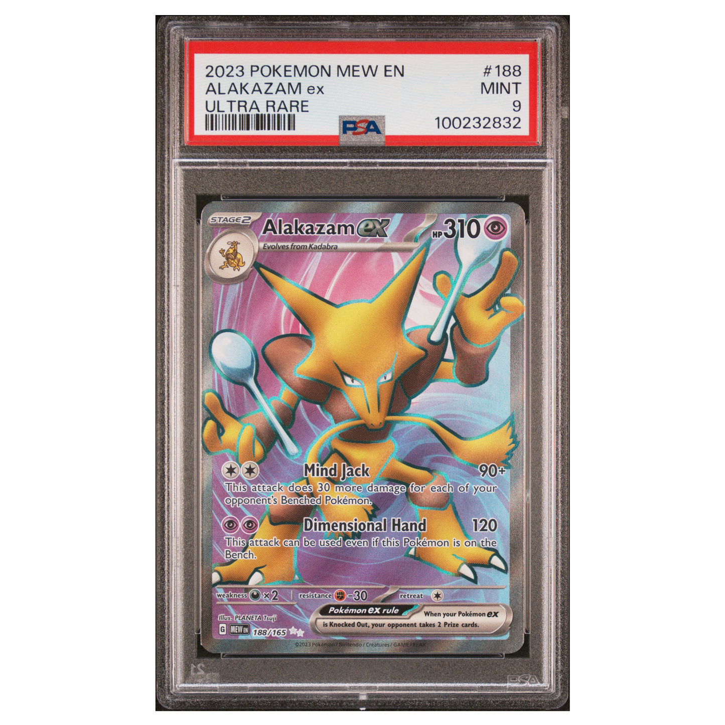 Pokemon - English - PSA 9 Alakazam ex 188/165 UR MEW