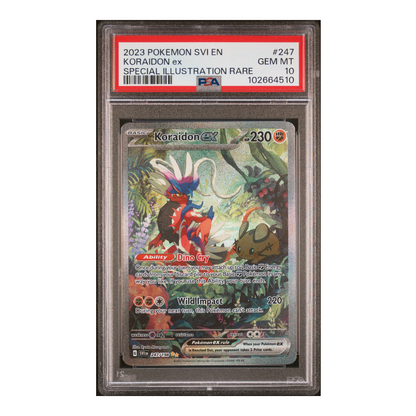 Pokemon - English - PSA 10 Koraidon ex 247 SVI + Free Slab Bumper