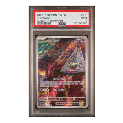 Pokemon - English - PSA 9 Drowzee 210 SVI + Free Slab Bumper