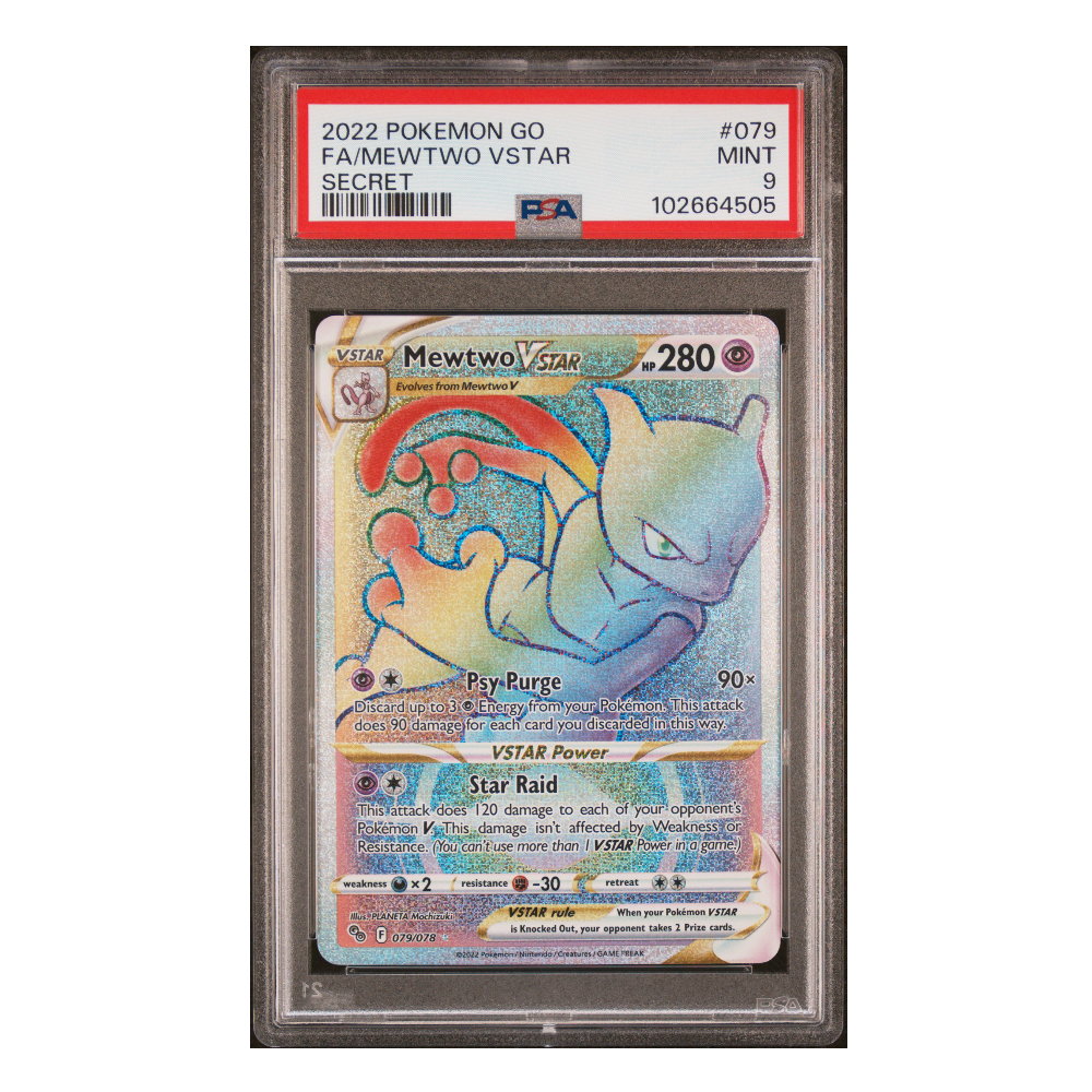 Pokemon - English - PSA 9 Mewtwo VStar 79 Pokemon GO + Free Slab Bumper