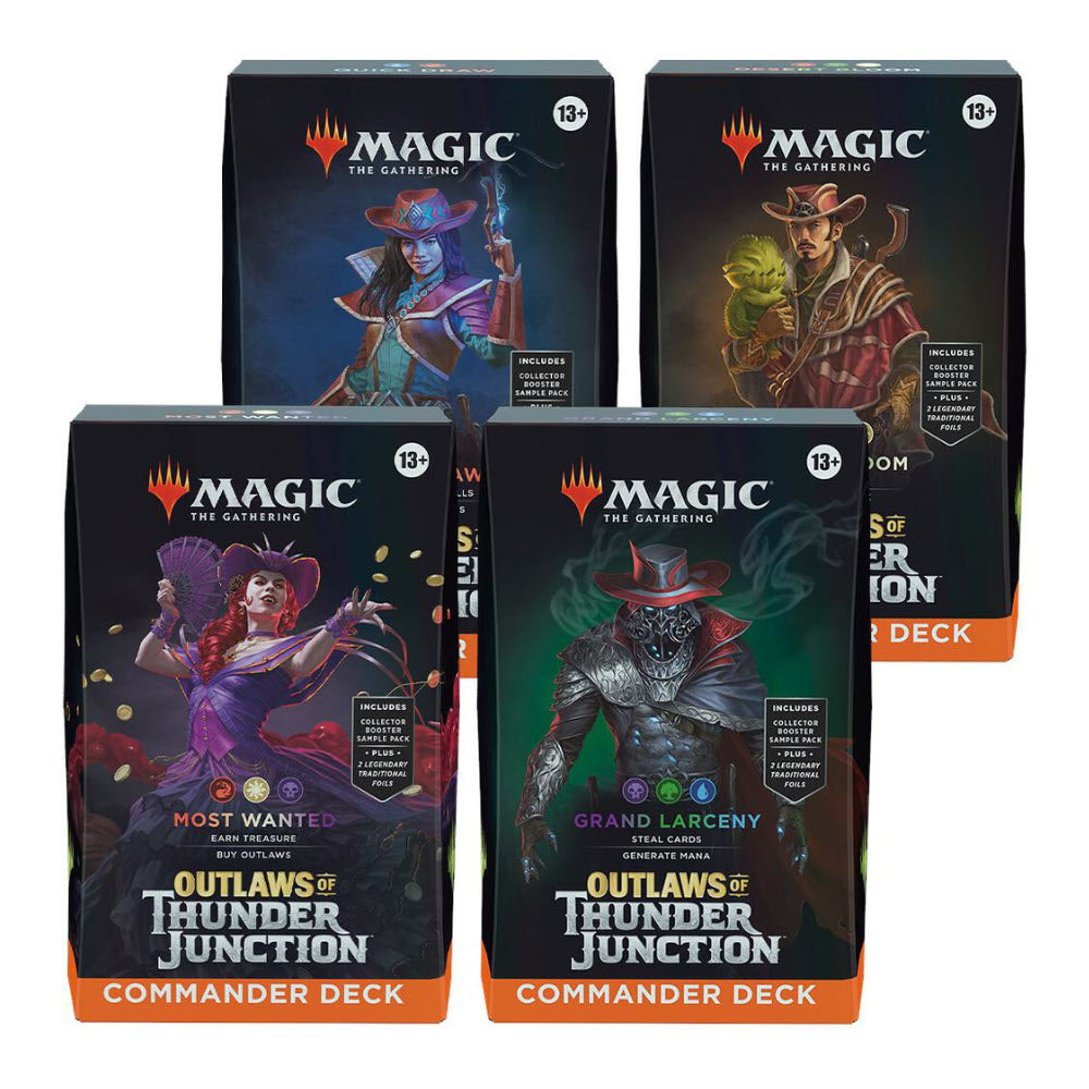 Magic the Gathering - Outlaws of Thunder Junction - Commander Deck Display (Includes All 4 Decks)