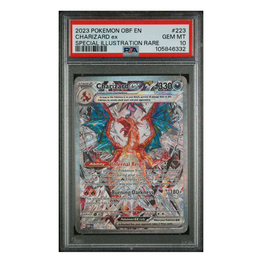 Pokemon TCG: English - PSA 10 Charizard ex OBF 223 + Free Slab Bumper