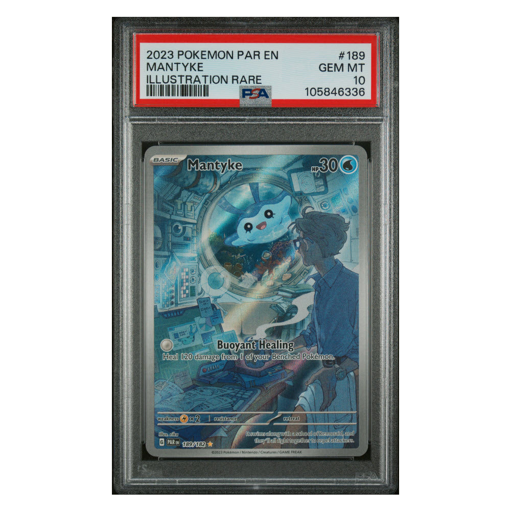 Pokemon TCG: English - PSA 10 Mantyke PAR 189 + Free Slab Bumper