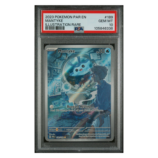 Pokemon TCG: English - PSA 10 Mantyke PAR 189 + Free Slab Bumper