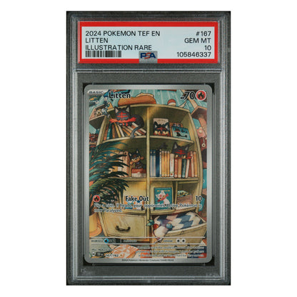 Pokemon TCG: English - PSA 10 Litten TEF 167 + Free Slab Bumper
