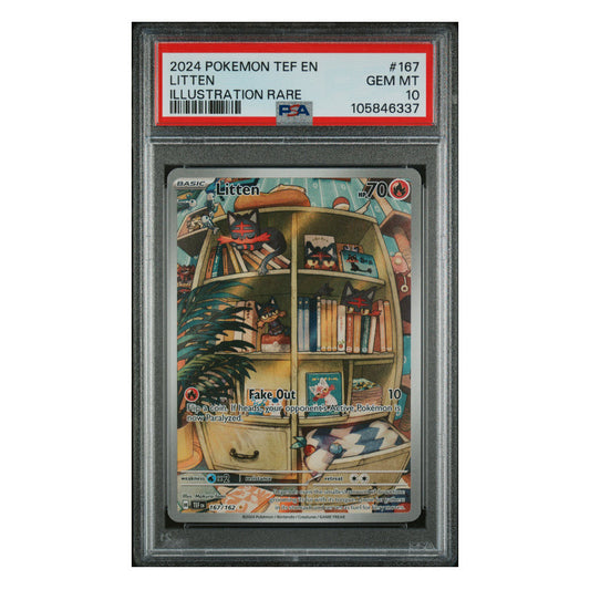 Pokemon TCG: English - PSA 10 Litten TEF 167 + Free Slab Bumper