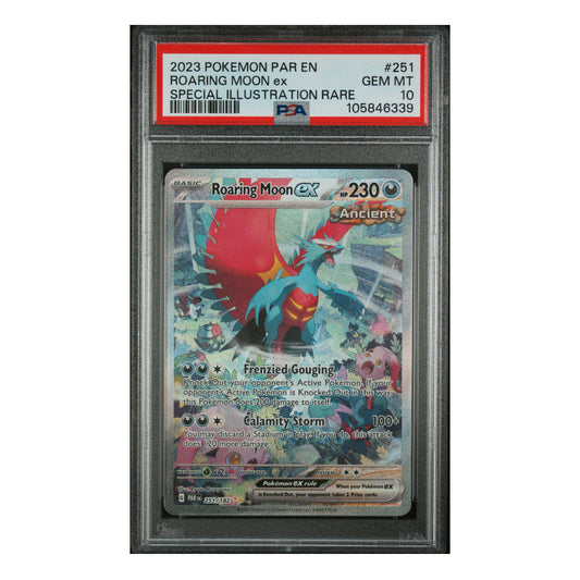 Pokemon TCG: English - PSA 10 Roaring Moon ex PAR 251 + Free Slab Bumper