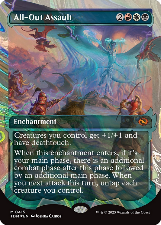 All-Out Assault (TDM-415) - Tarkir: Dragonstorm: (Showcase, enchantment) (Borderless) Foil