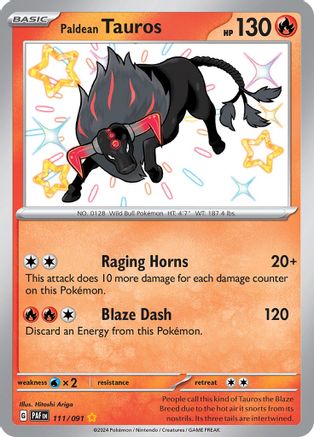 Paldean Tauros - 111/091 111 - SV Paldean Fates Holofoil