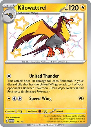 Kilowattrel - 146/091 146 - SV Paldean Fates Holofoil