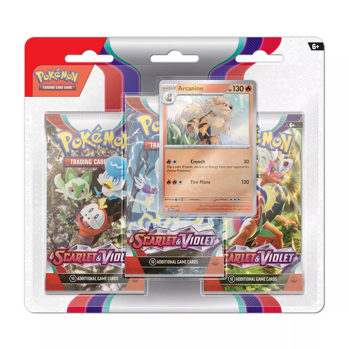 Pokemon English - Scarlet and Violet Base - 3 Pack Blister [Arcanine]