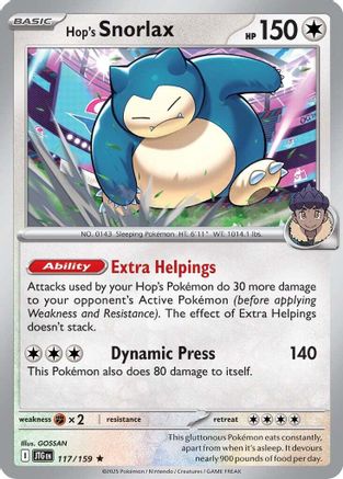 Hop's Snorlax 117 - SV09 Journey Together Reverse Holofoil