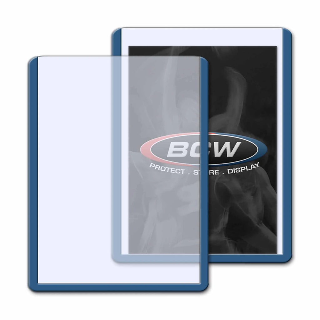 Two protective sleeves for a display case with BCW logo on a white background
