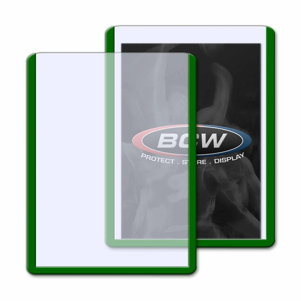Two green protective film sheets with BCW logo on a white background