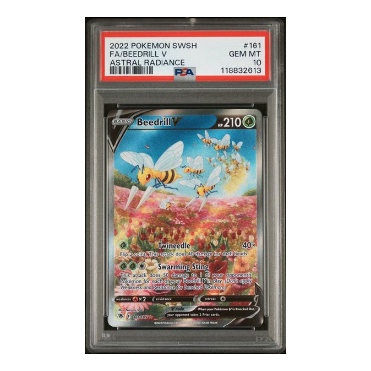 Pokemon TCG: Beedrill V 161 + Free Slab Bumper [PSA 10]