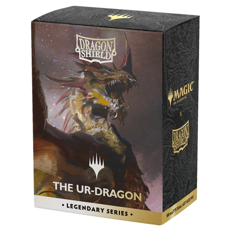 Dragon-themed product packaging with 'Dragon Shield' and 'Magic: The Gathering' logos on a white background.