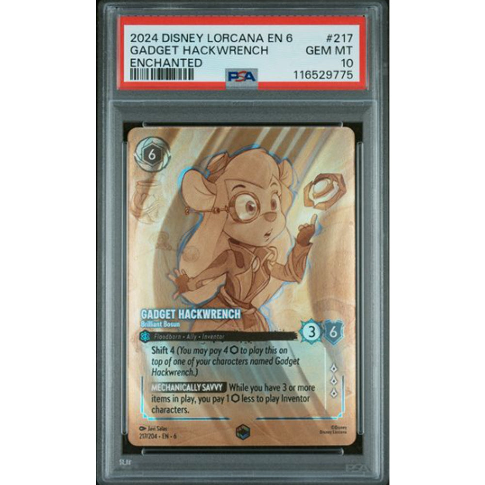 Lorcana TCG: Gadget Hackwrench Enchanted 217 + Free Slab Bumper [PSA 10]