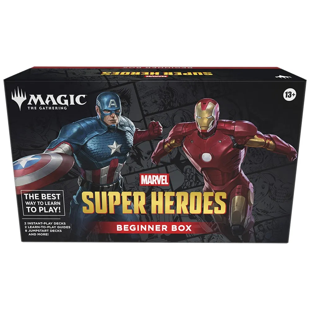 Marvel Super Heroes beginner box for Magic: The Gathering on a white background