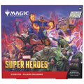 Cover of 'Magic: The Gathering' Marvel Super Heroes scene box featuring various characters.
