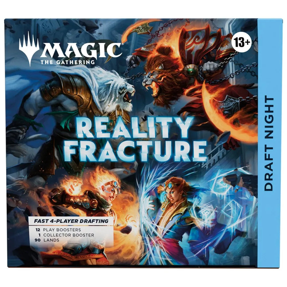 Box of 'Magic: The Gathering Reality Fracture' with characters and game details.