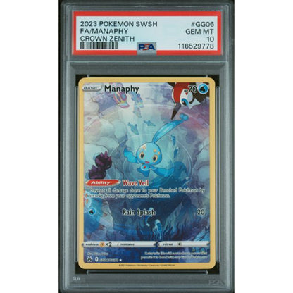 Pokemon TCG: English - PSA 10 Manaphy GG39 Crown Zenith + Free Slab Bumper