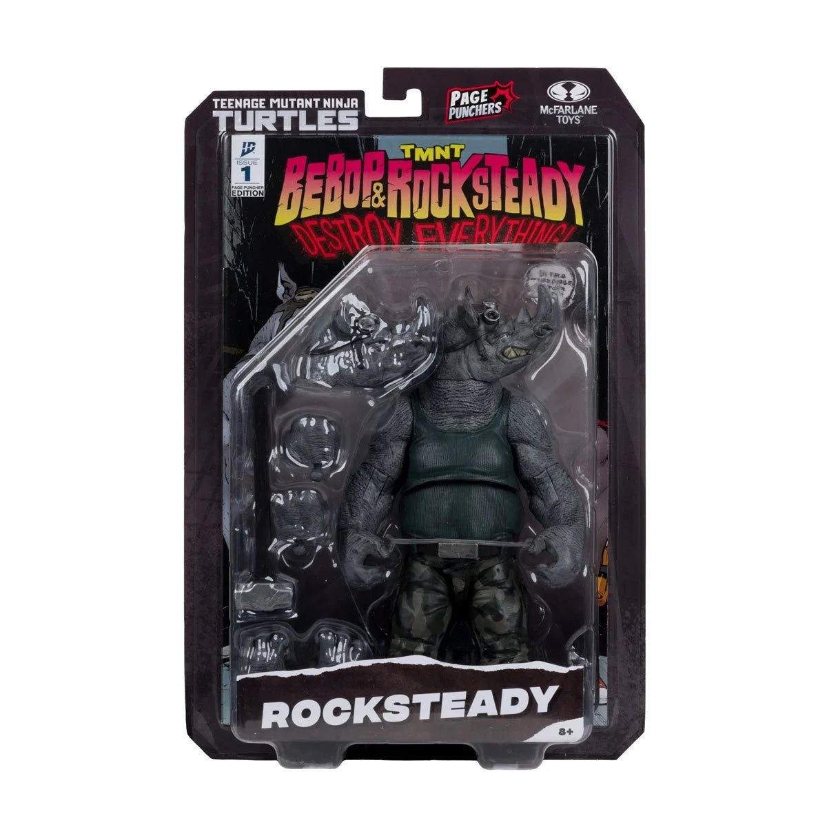 McFarlane Toys: Teenage Mutant Ninja Turtles - Page Punchers - Rocksteady with Comic [Figure]