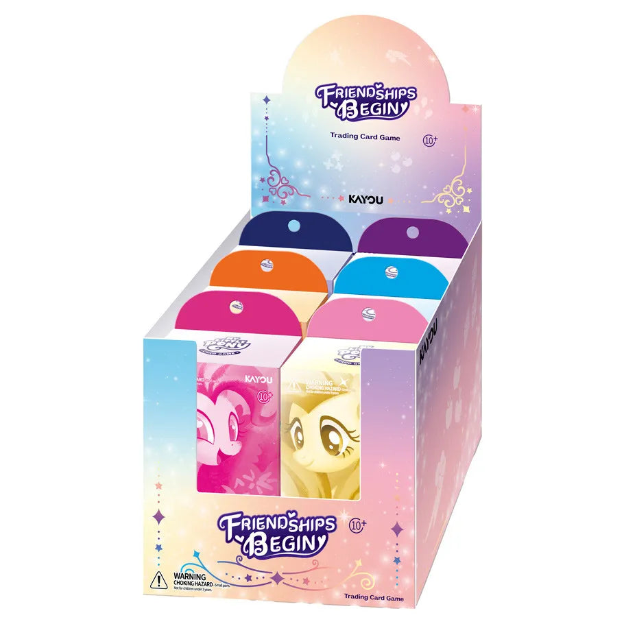 Display box of trading card game packs with colorful designs and 'Kayou' branding.