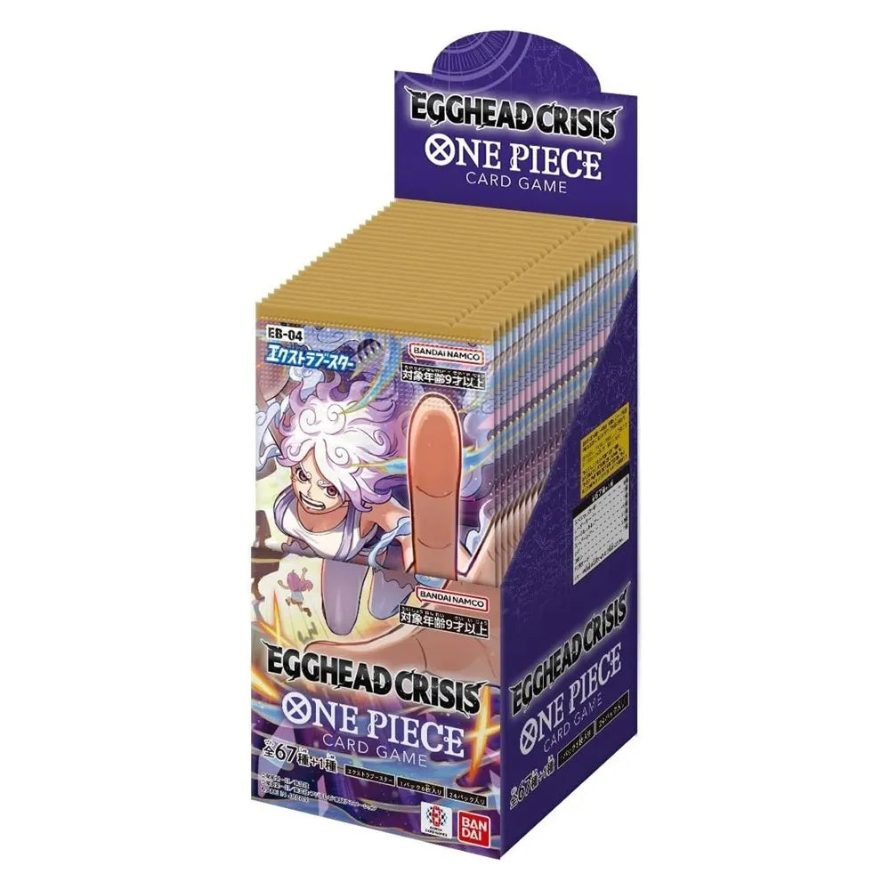 Shop the Japanese One Piece TCG Egghead Crisis EB-04 Booster Box — sealed, 24 packs with rare pulls, collectible art & powerful cards for fans and players.