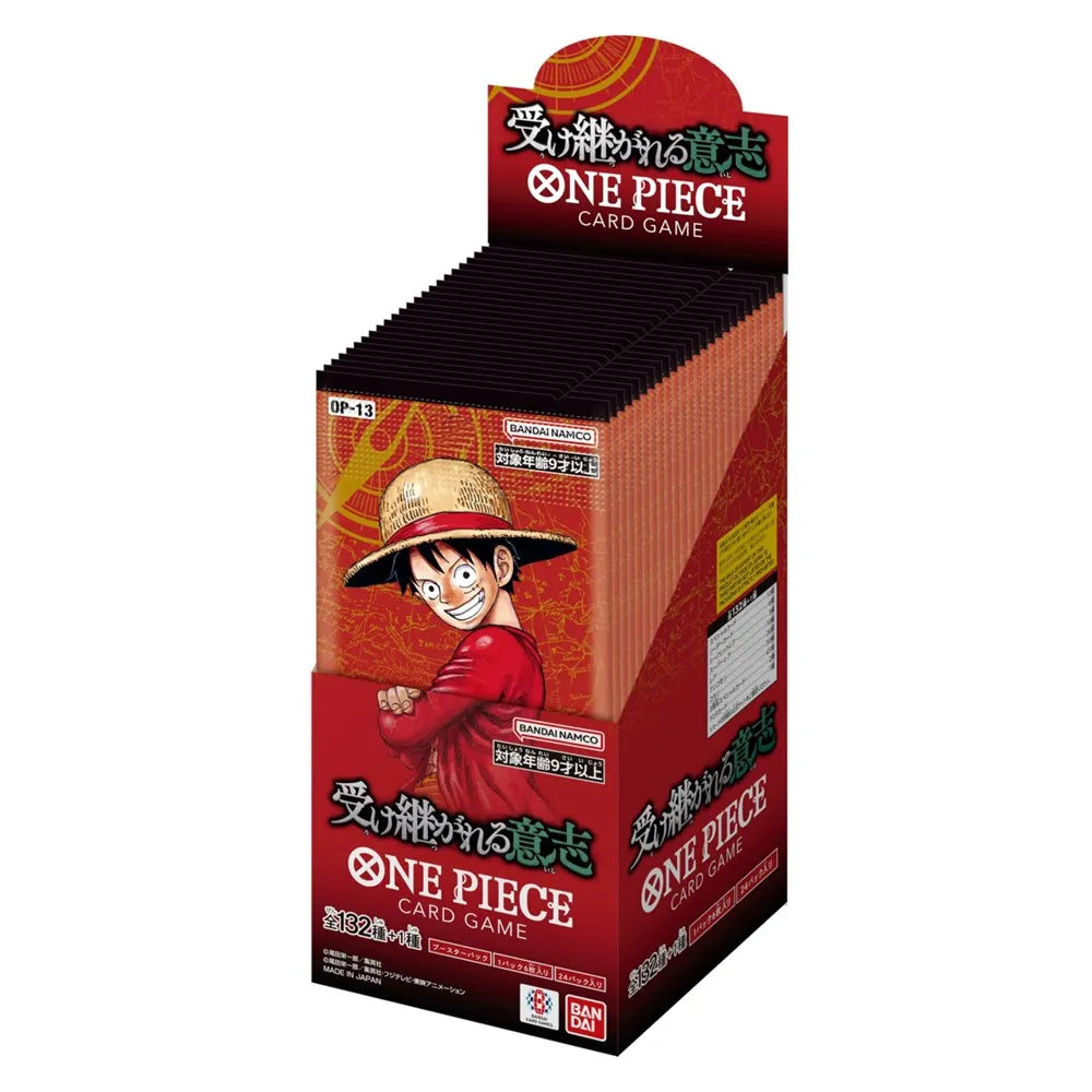 Shop Japanese One Piece TCG OP-13 Inherited Will Booster Box – sealed 24 packs, rare cards, powerful pulls, new adventures & exclusive art, perfect for collectors in stock now.
