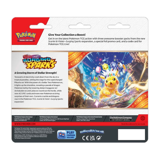 Pokemon English - Surging Sparks - 3 Pack Blister [Quagsire]