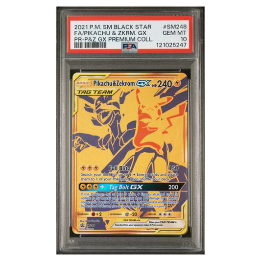 Pokemon TCG: Pikachu & Zekrom GX BSP #SM248 + Free Slab Bumper [PSA 10]