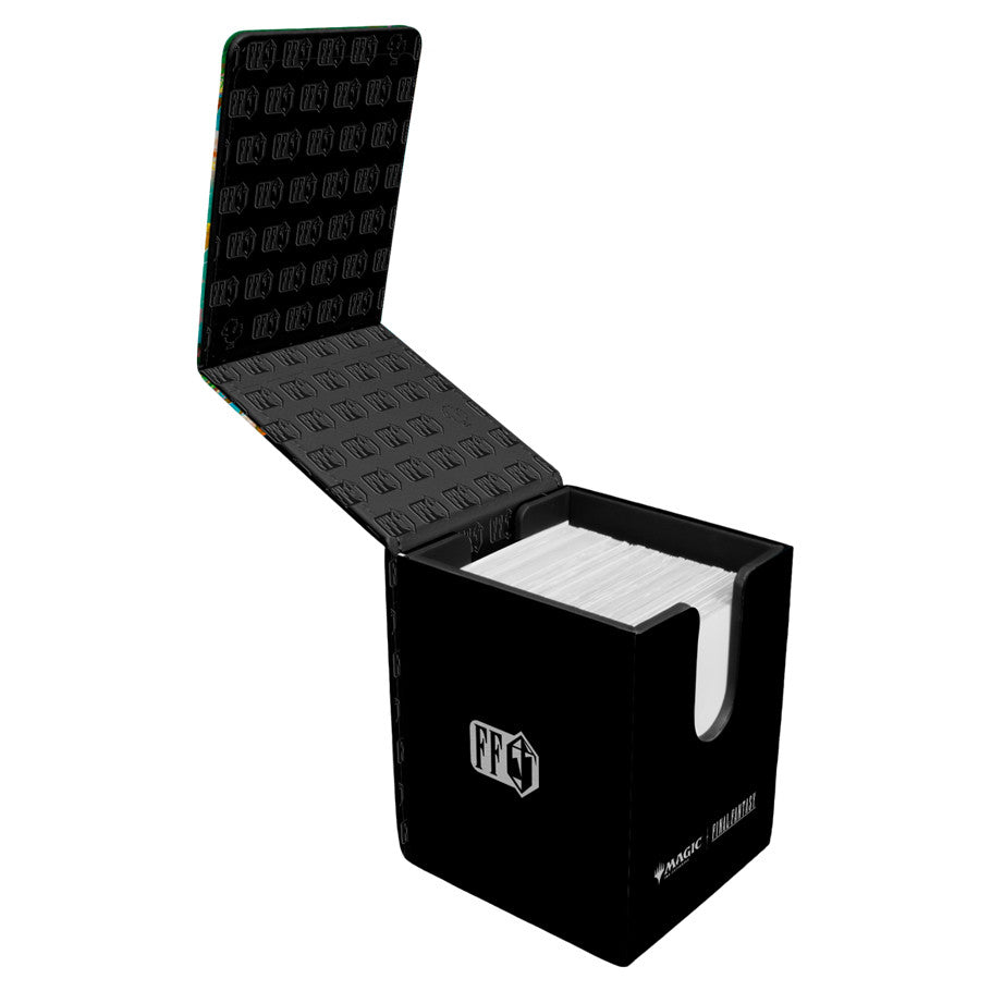 Ultra Pro Black card storage box with a clear lid on a white background