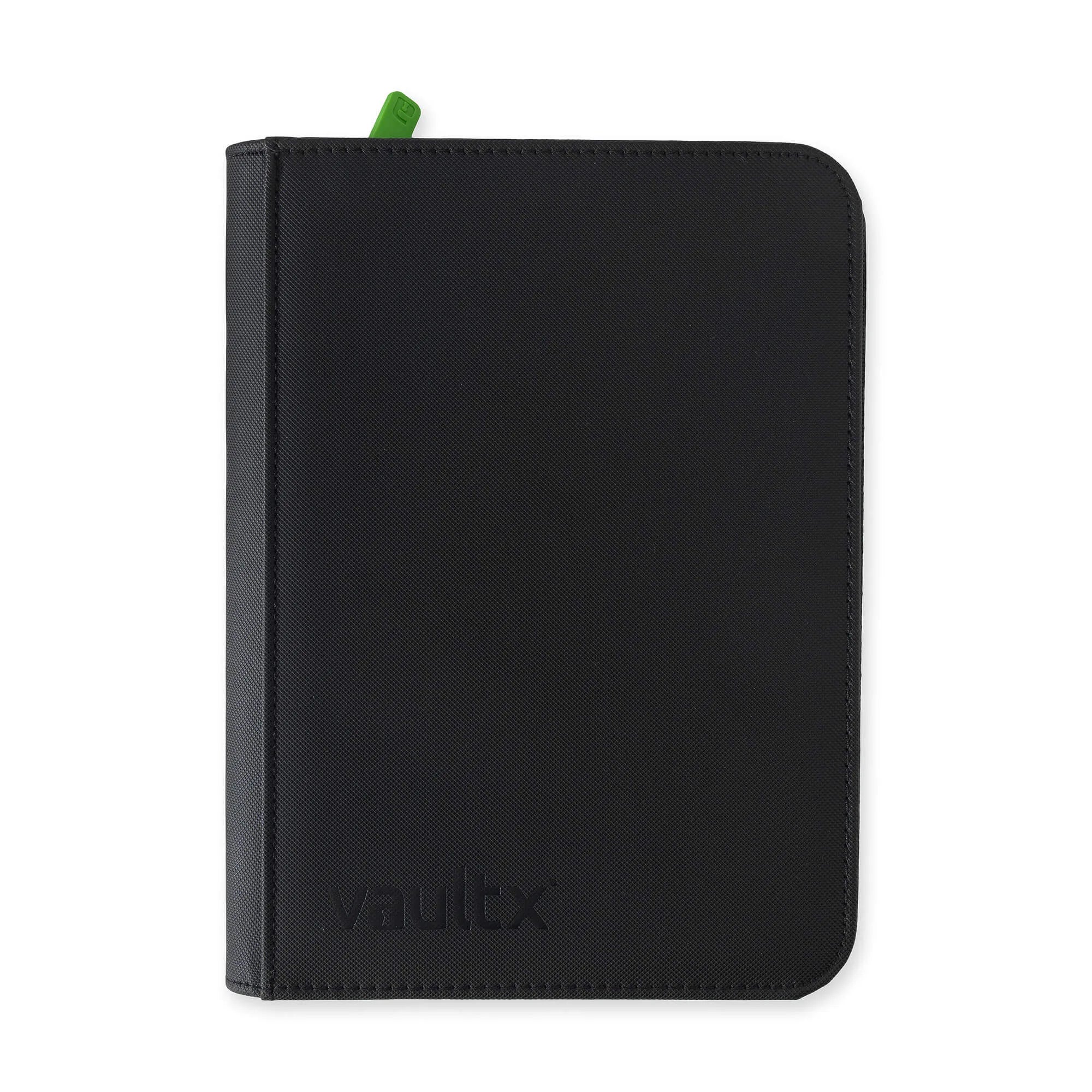 Black notebook with 'VAULTX' branding on a white background