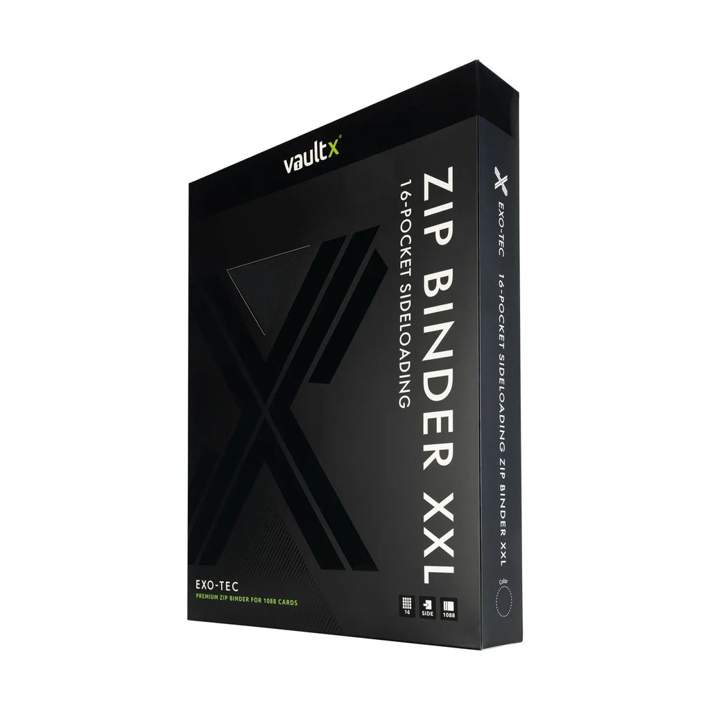 Black zip binder XXL packaging with 'Vault X' branding on a white background