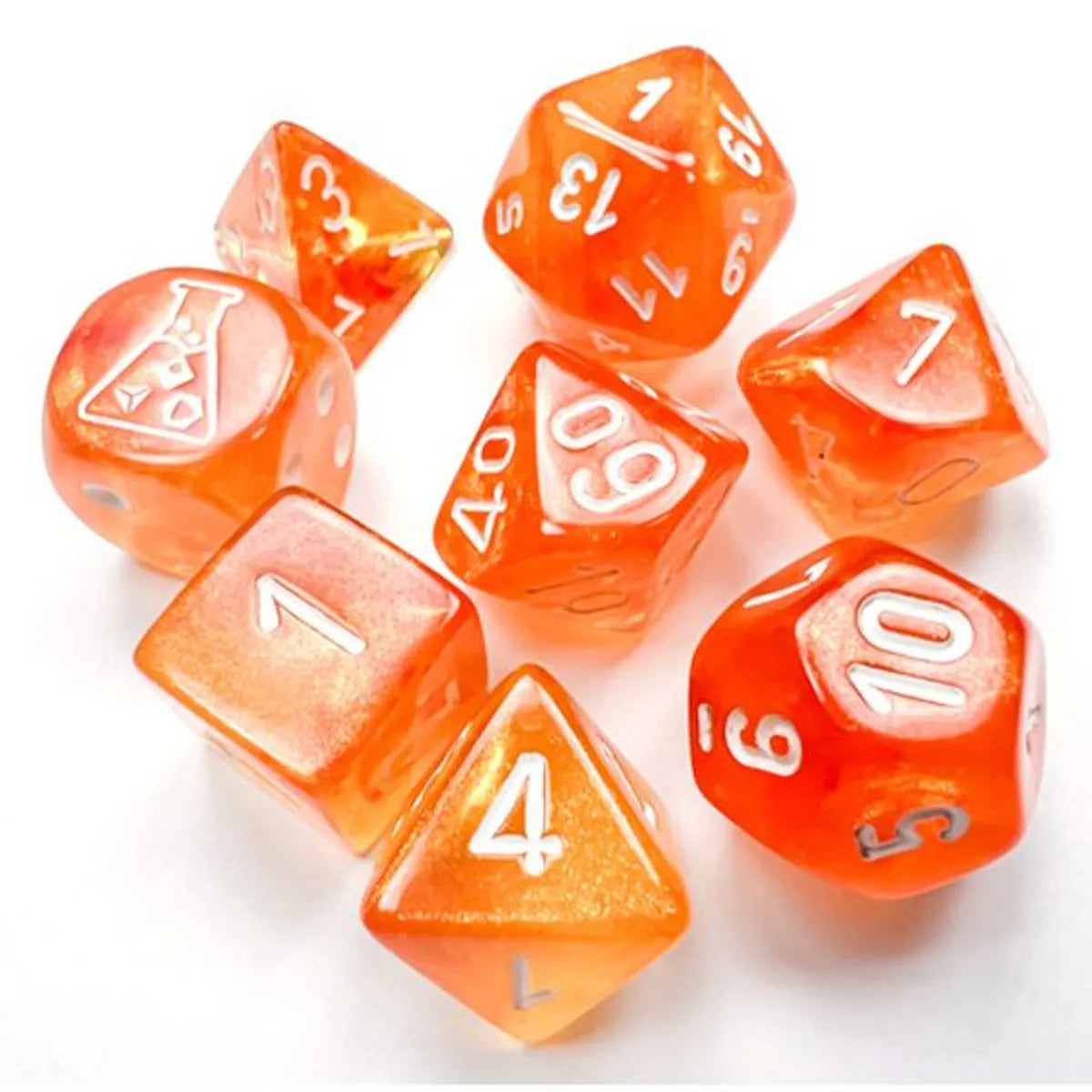 Chessex: Borealis Luminary Blood Orange with White [7-Set Tube Lab]
