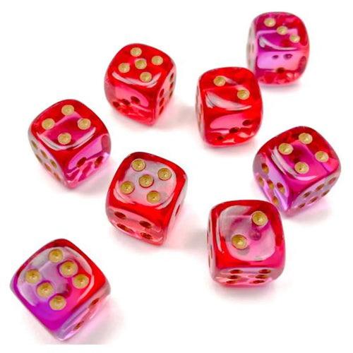 Chessex: Gemini Translucent Red-Violet with Gold - 36 [d6 Cube 12mm] Chessex Manufacturing
