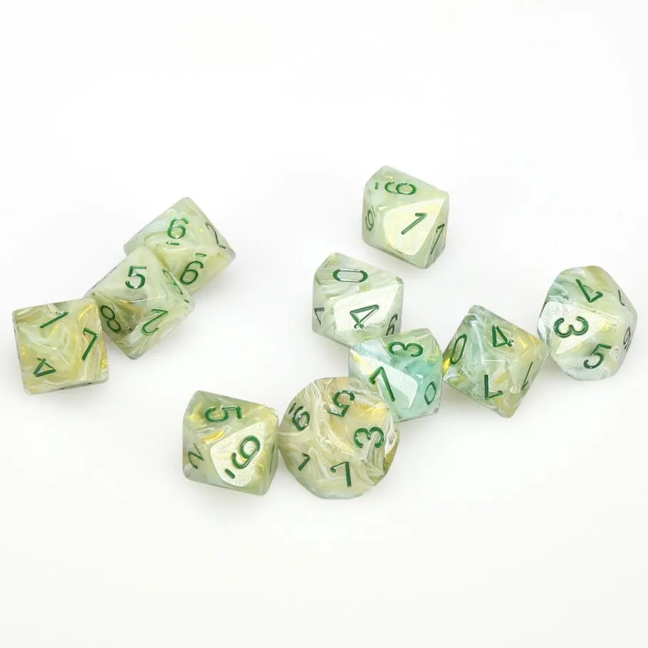 Chessex: Marble Green with Dark Green - 10 [d10 Clamshell]