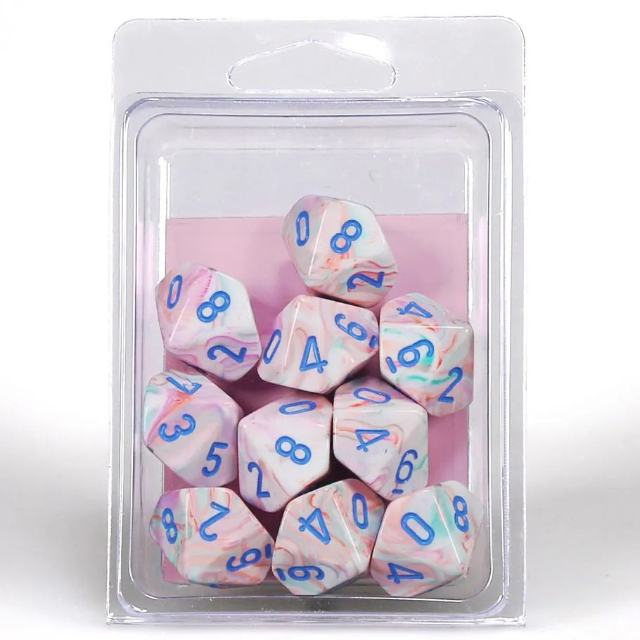 Chessex: Festive Pop-Art with Blue - 10 [d10 Clamshell] Chessex Manufacturing