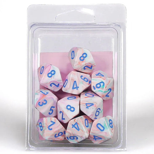Chessex: Festive Pop-Art with Blue - 10 [d10 Clamshell] Chessex Manufacturing