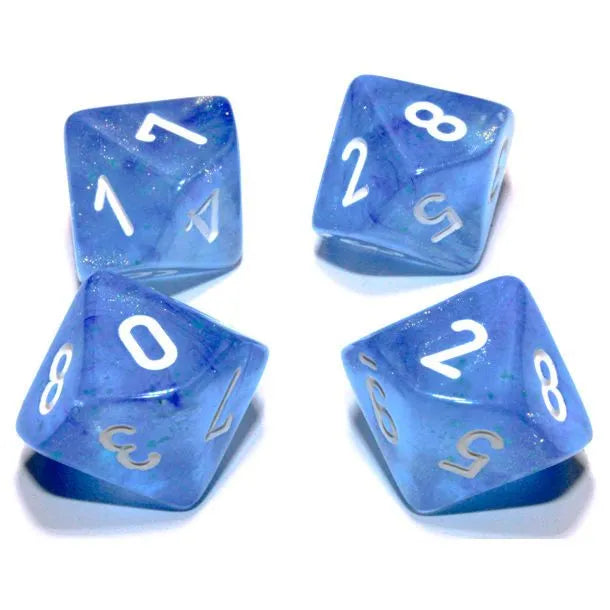 Chessex: Borealis Luminary Sky Blue with White - 10 [d10 Clamshell]