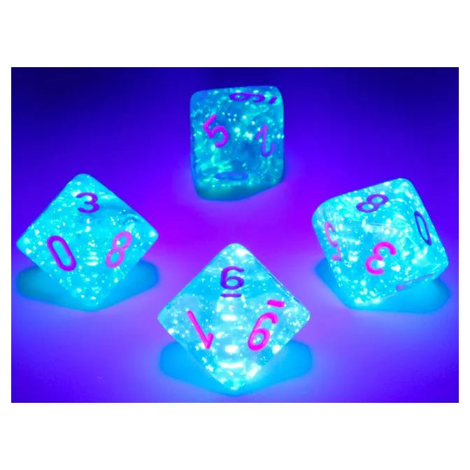 Chessex: Borealis Luminary Sky Blue with White - 10 [d10 Clamshell]