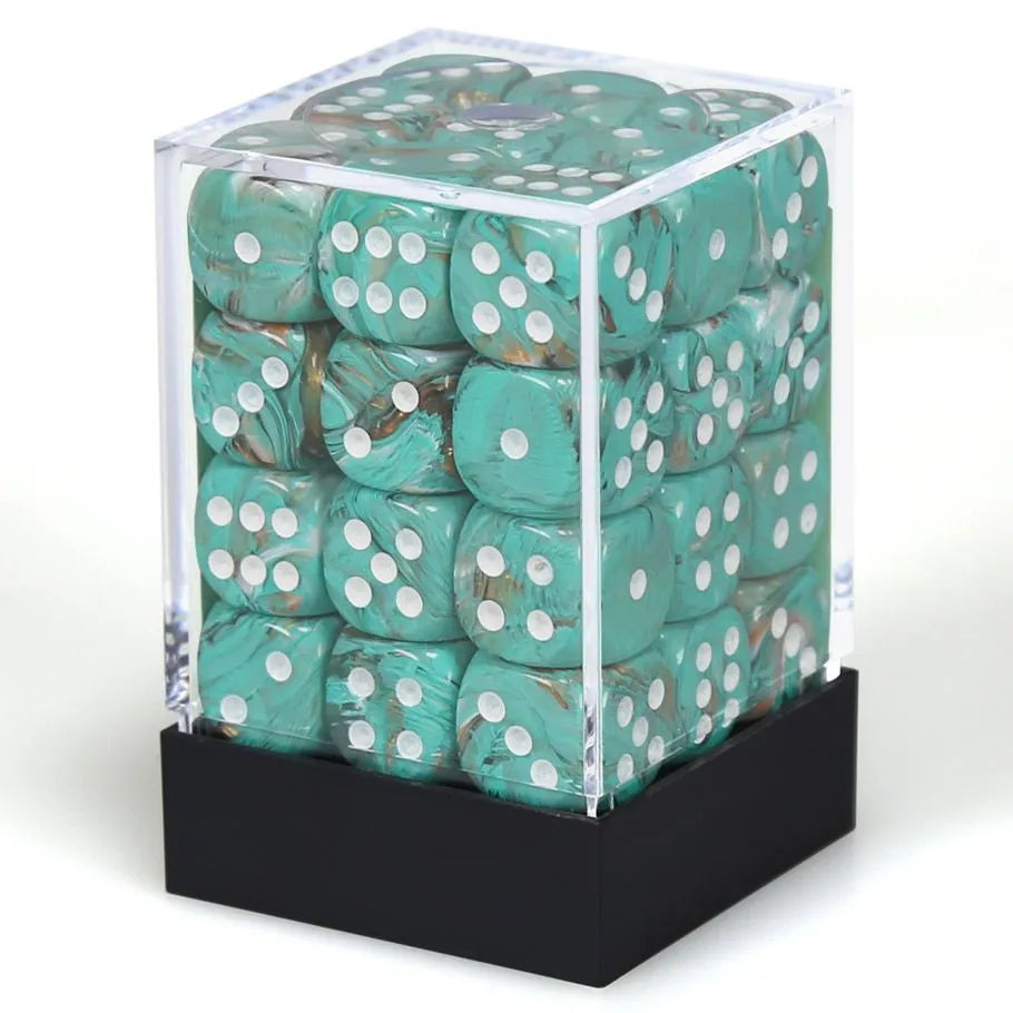 Chessex: Marble Oxi-Copper with White - 36 [d6 Cube 12mm]