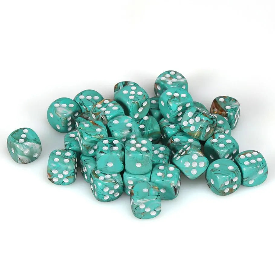 Chessex: Marble Oxi-Copper with White - 36 [d6 Cube 12mm] Chessex Manufacturing