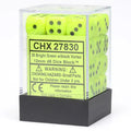 Chessex: Vortex Bright Green with Black - 36 [d6 Cube 12mm] Chessex Manufacturing