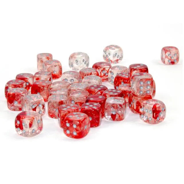 Chessex: Luminary Nebula Red with Silver - 36 [d6 Cube 12mm]