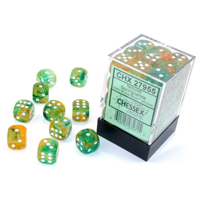 Chessex: Luminary Nebula Spring with White - 36 [d6 Cube 12mm]