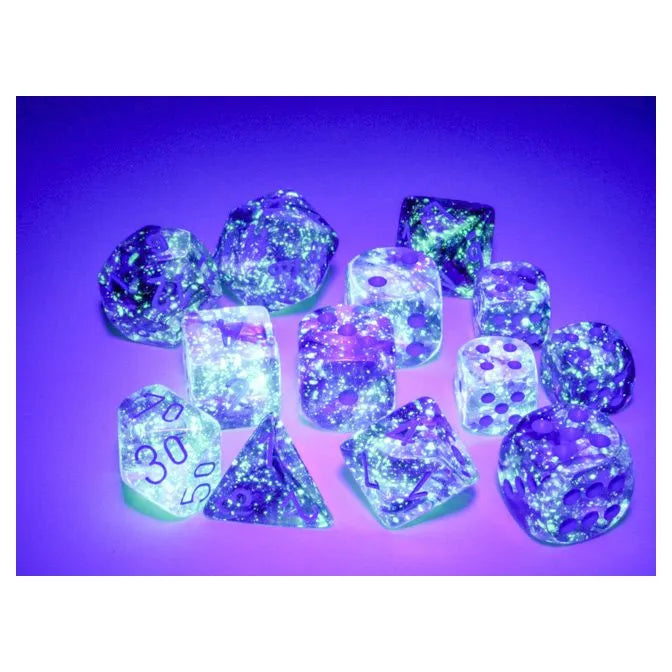Chessex: Luminary Nebula Nocturnal with Blue - 36 [d6 Cube 12mm] Chessex Manufacturing
