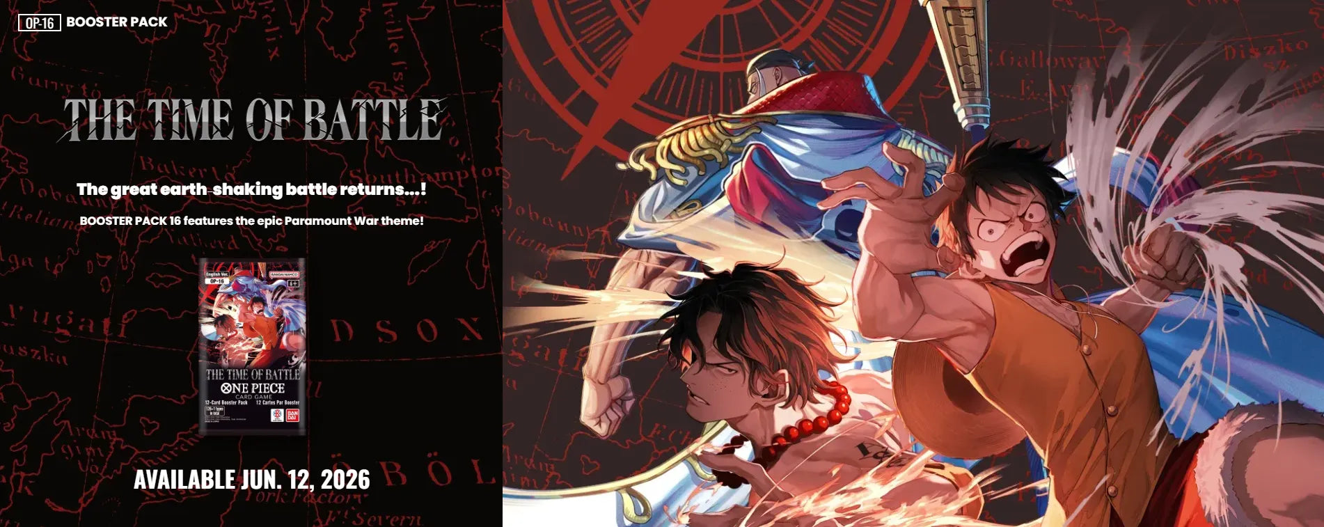 Promotional graphic for an anime series with characters in action and text about a new episode release.